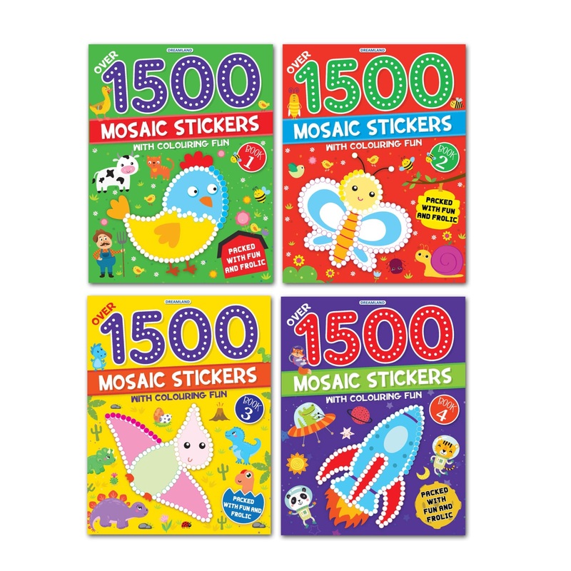 1500 Mosaic Stickers Books Pack – A Set of 4 Books  Sticker Book for Kids Age 4 – 8 years