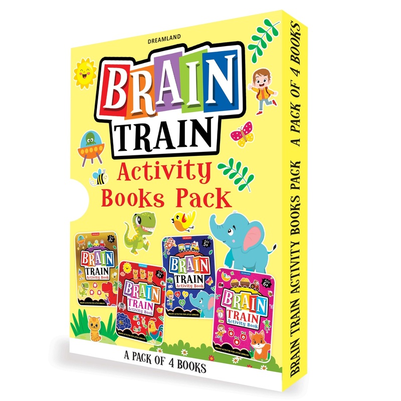 Brain Train Activity Books Pack- A Set of 4 Books – With Colouring Pages, Mazes, Puzzles and Word searches Activities