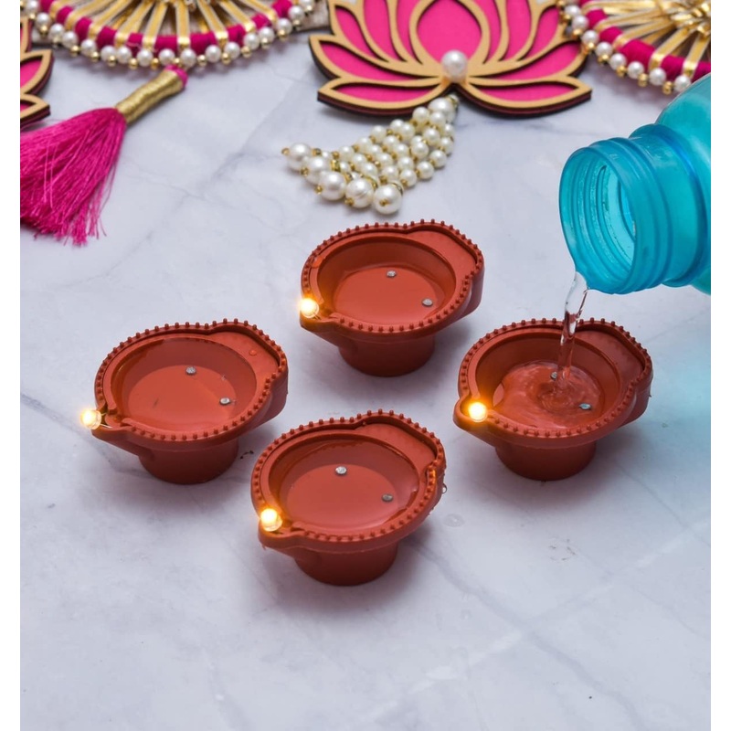 Traditional LED Water Sensor Diyas (Pack of 8)