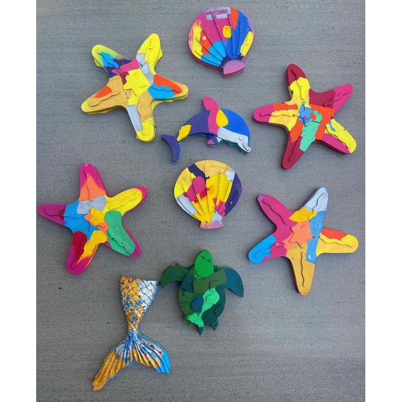 Under the sea-Marbled Design Crayons Set of 8