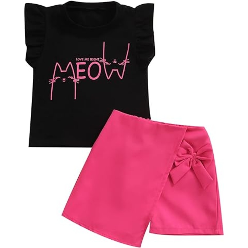 Baby Meow Design Dress for Toddler (Black-Pink)