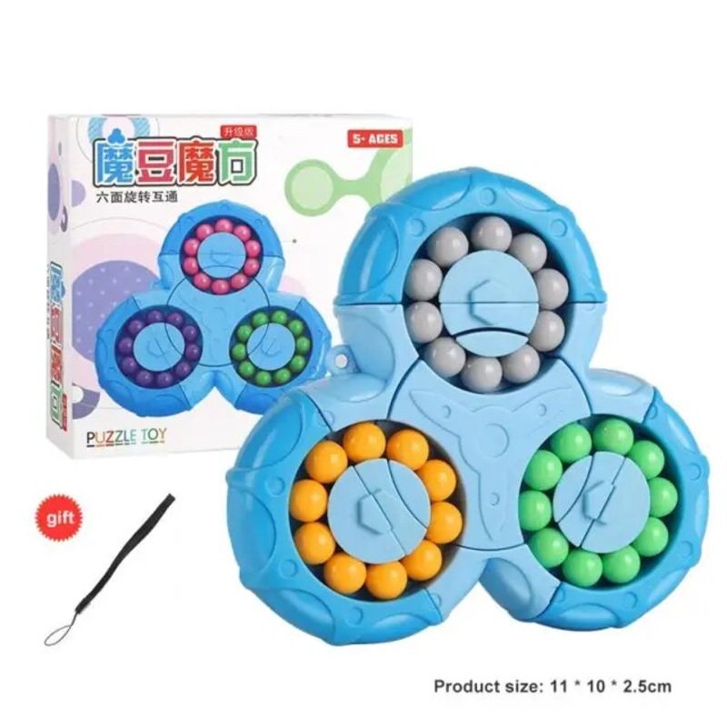 2-in-1 Triangle Rotating Puzzle & Spinner Magic Bean Fingertip Toy (Random Colour)