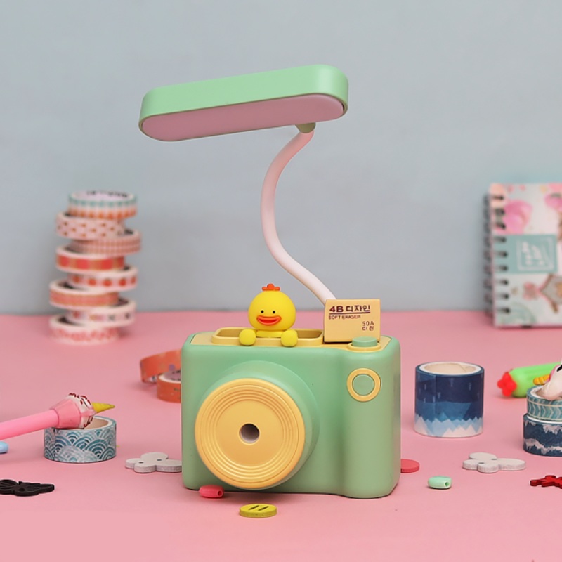 3in1 Cute Camera Shape Table Desk Flexible LED Lamp with Pen Pencil Holder & Pencil Sharpener