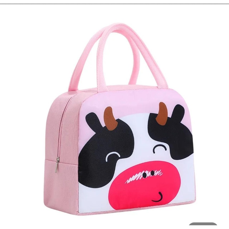 Aluminum foil thick thermal insulation bag for kids (Pink Cow) 1 pc