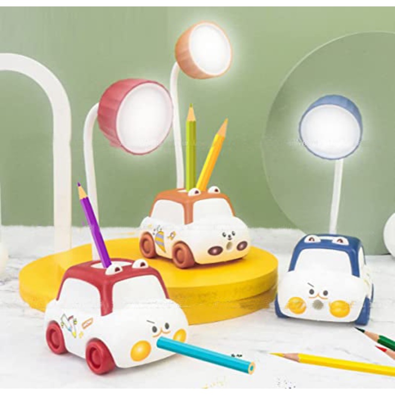 Car Shaped LED Rechargeable Desk Lamp with Pen Holder & Sharpener