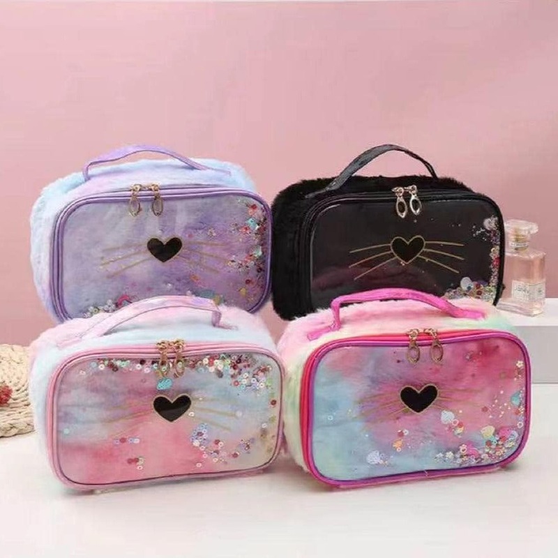 Cat Design Soft Fur Multipurpose Hand Bag
