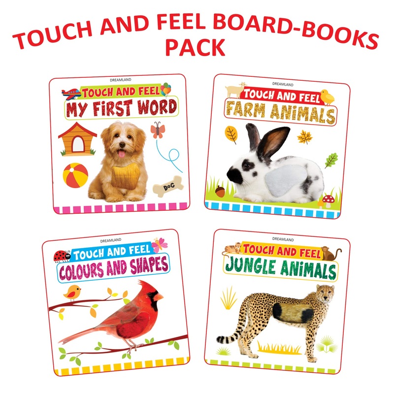 Touch and Feel 4 Board Books Gift Pack for Children Age 1 – 4 years