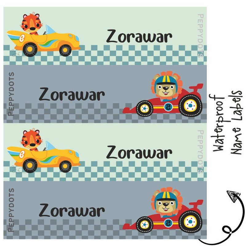 Waterproof Labels – ANIMAL RACER – Pack of 88 labels – PREPAID ONLY