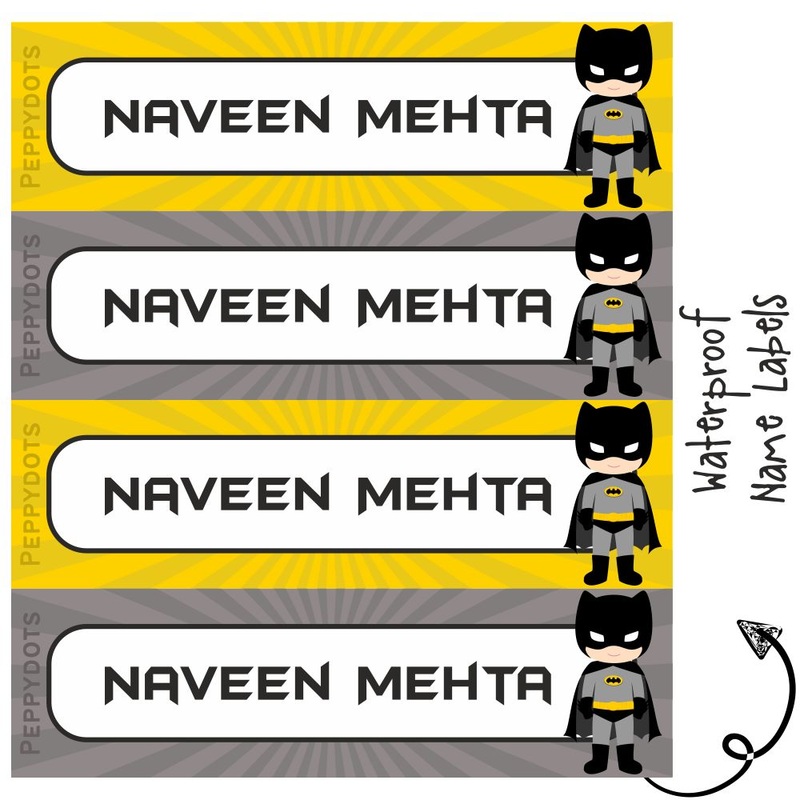 Waterproof Labels – BATMAN –  Pack of 88 labels – PREPAID ONLY
