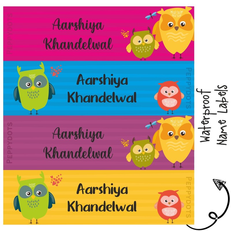 Waterproof Labels – CUTE OWLS – Pack of 88 labels – PREPAID ONLY