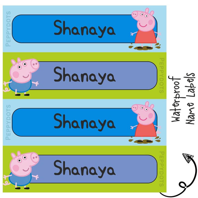 Waterproof Labels – PEPPA PIG – Pack of 88 labels – PREPAID ONLY