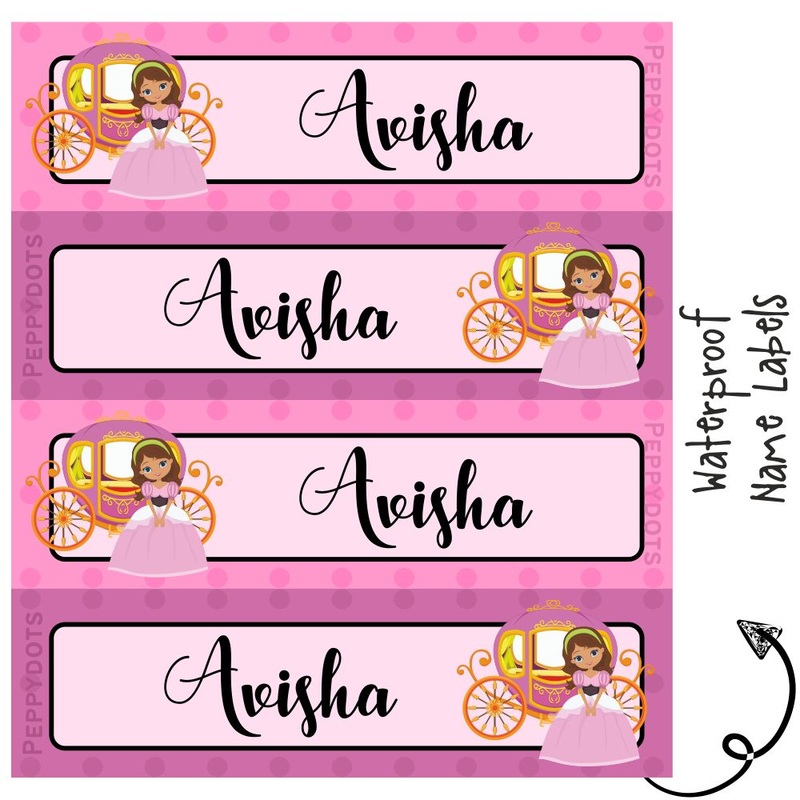 Waterproof Labels – PRINCESS – Pack of 88 labels – PREPAID ONLY
