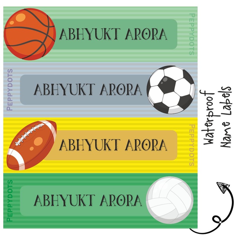 Waterproof Labels – SPORTS – Pack of 88 labels – PREPAID ONLY