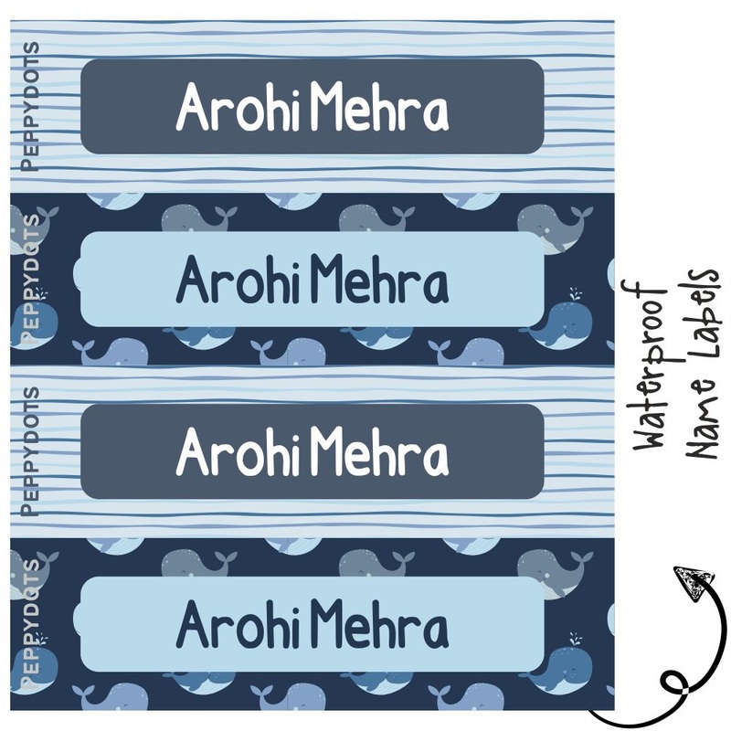 Waterproof Labels – WHALE – Pack of 88 labels – PREPAID ONLY
