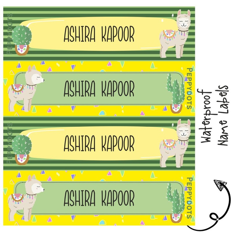 Waterproof Labels – YELLOW LLAMA – Pack of 88 labels – PREPAID ONLY