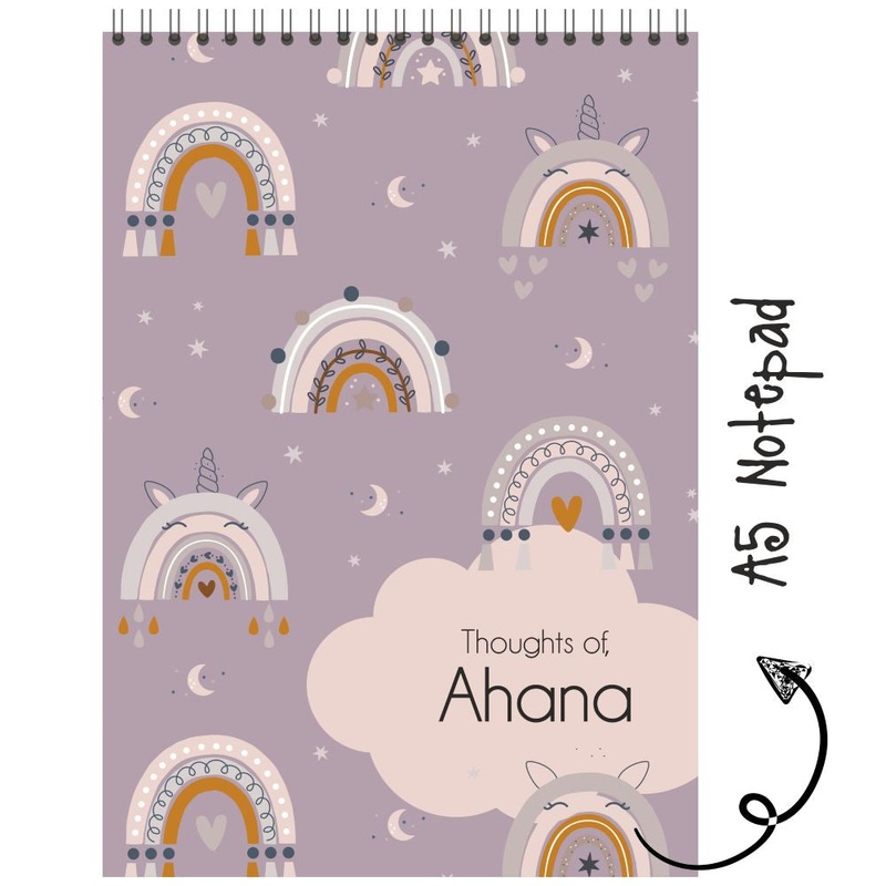 Personalised Notepad – Boho Rainbow – (PREPAID ORDER)