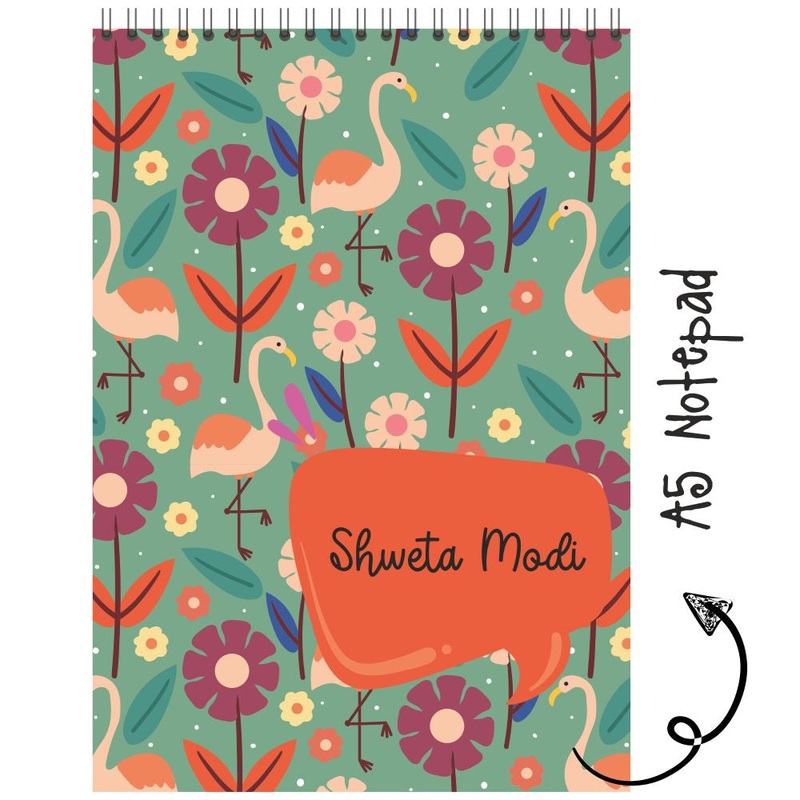 Personalised Notepad – Flamingo Flowers – (PREPAID ORDER)
