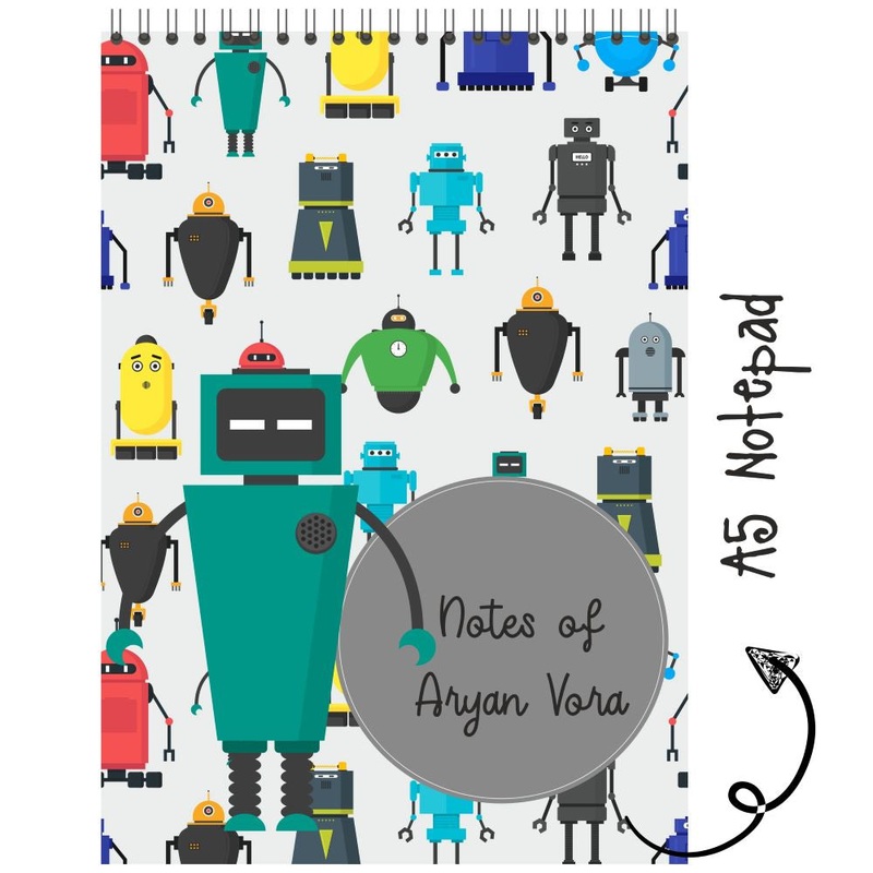 Personalised Notepad – Robot Pattern – (PREPAID ORDER)