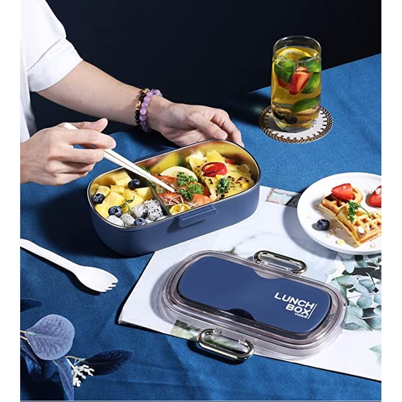 2 Compartment 900ML Lunch Boxes Leak Proof Reusable Freezer Safe Lunch Box (pack of 1)