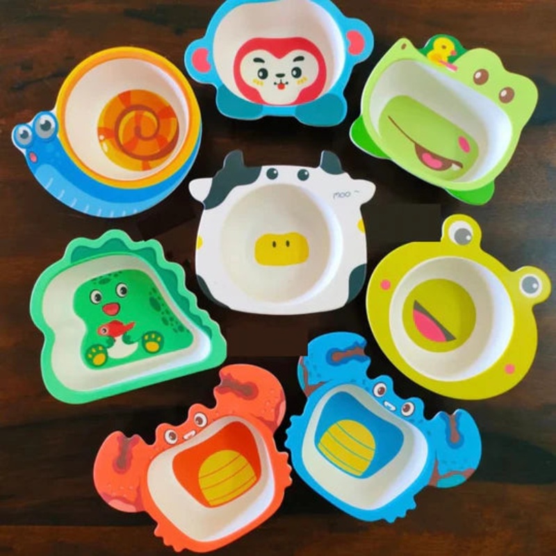 Animal Theme Baby Feeding Bamboo Tableware bowl for kids