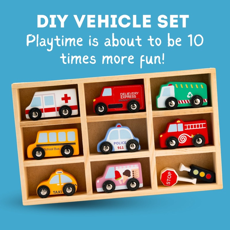 Wooden 8pc Vehicles Set for kids