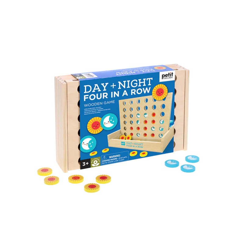 Day + Night Four in a Row Wooden Game