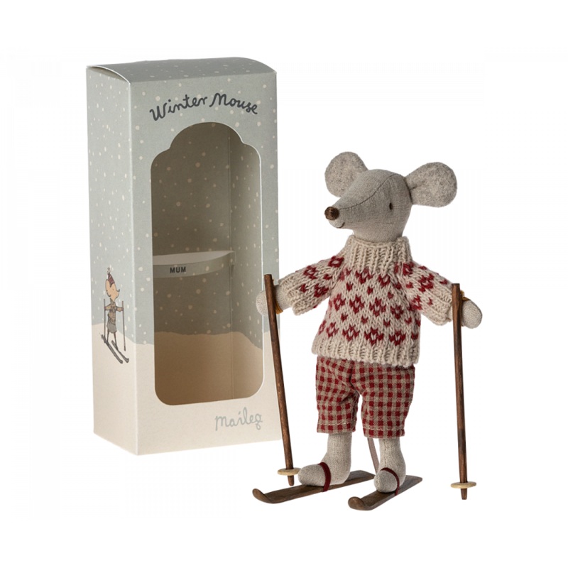 Winter Mouse with Ski Set, Mum