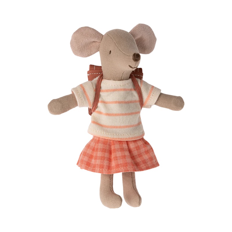 Tricycle Mouse, Big Sister with bag – Coral