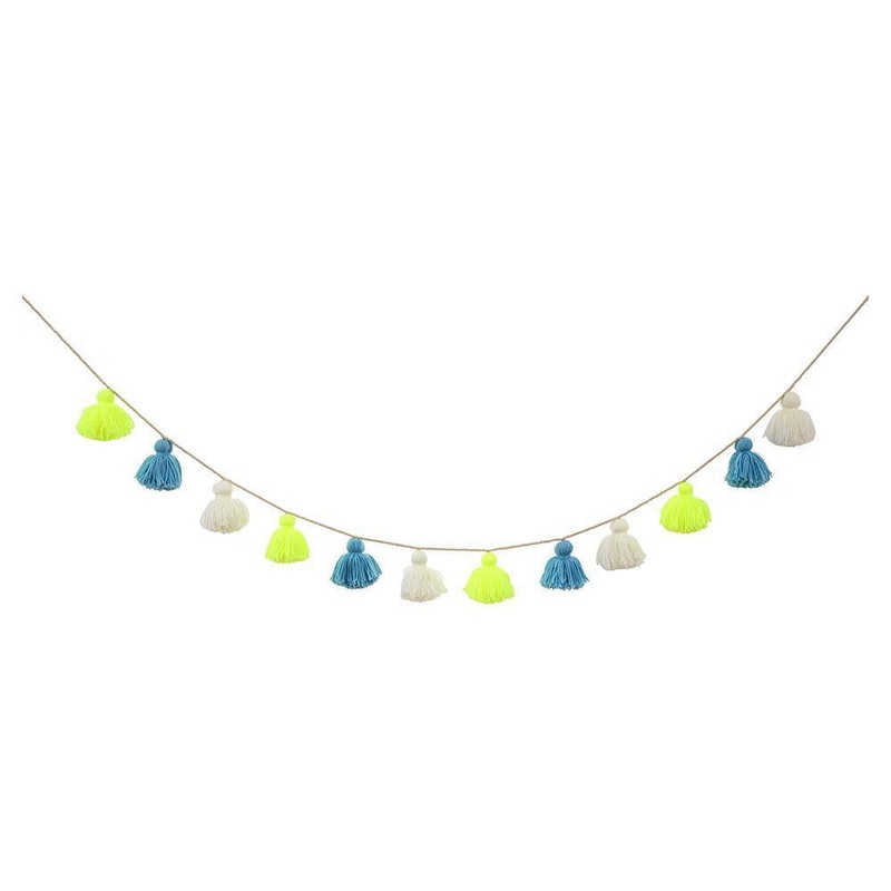 Wool Tassel Garland Blue