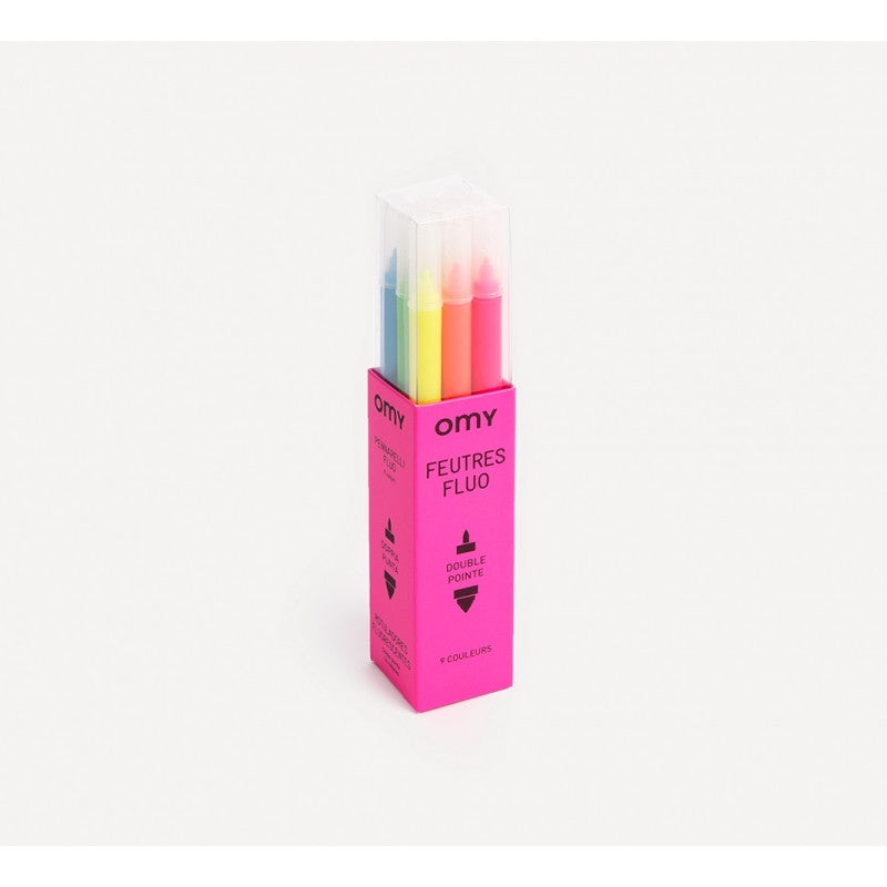 9 Neon Felt Pens Double Tipped