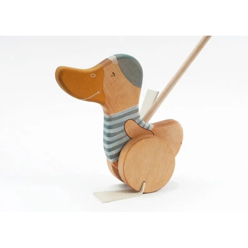 Wooden Push Toy Duck Blue