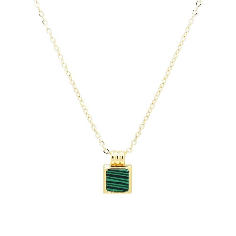 18K Gold Filled Malachite Pendant