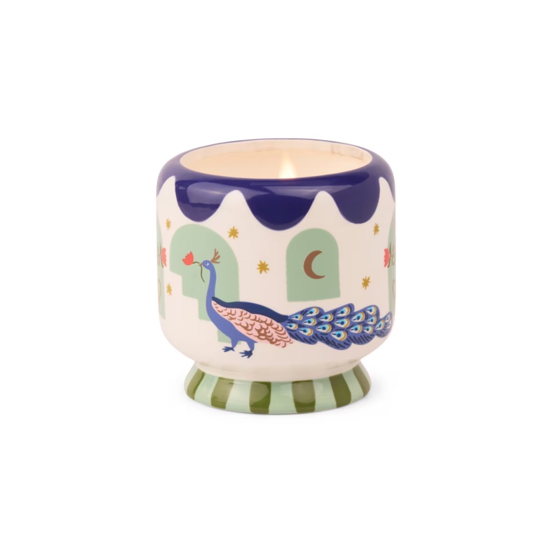 Adopo Peacock Ceramic Candle – Misted Lime
