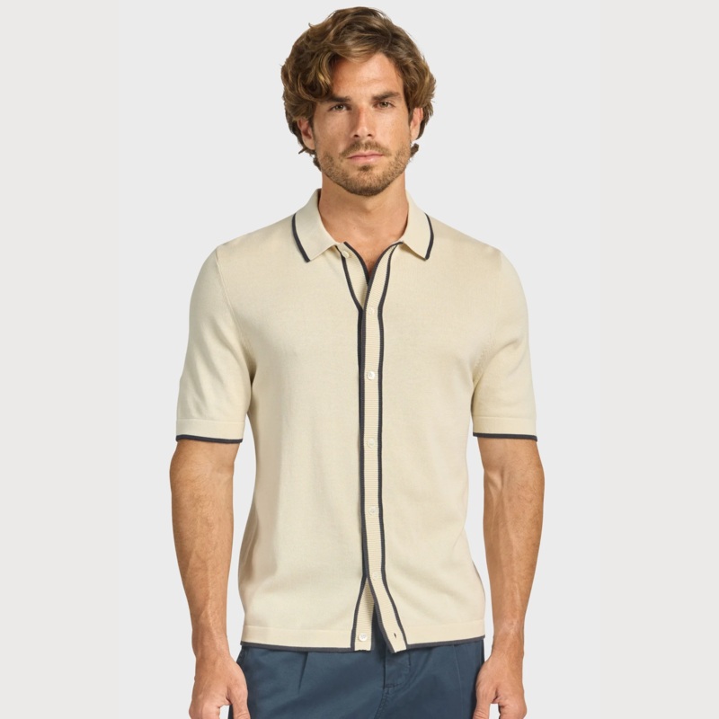 Fowler Knit Off White Short Sleeve Shirt