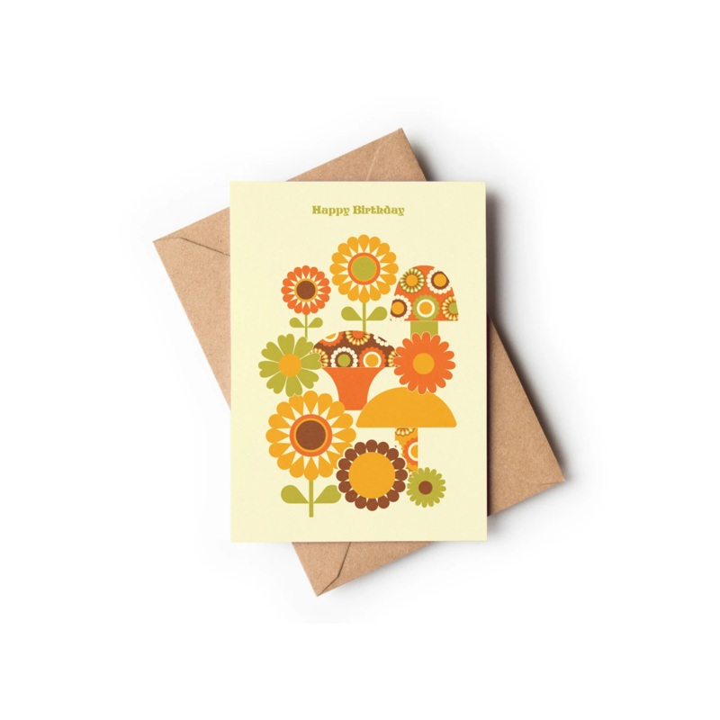 Greeting Card Happy Birthday Mushroom