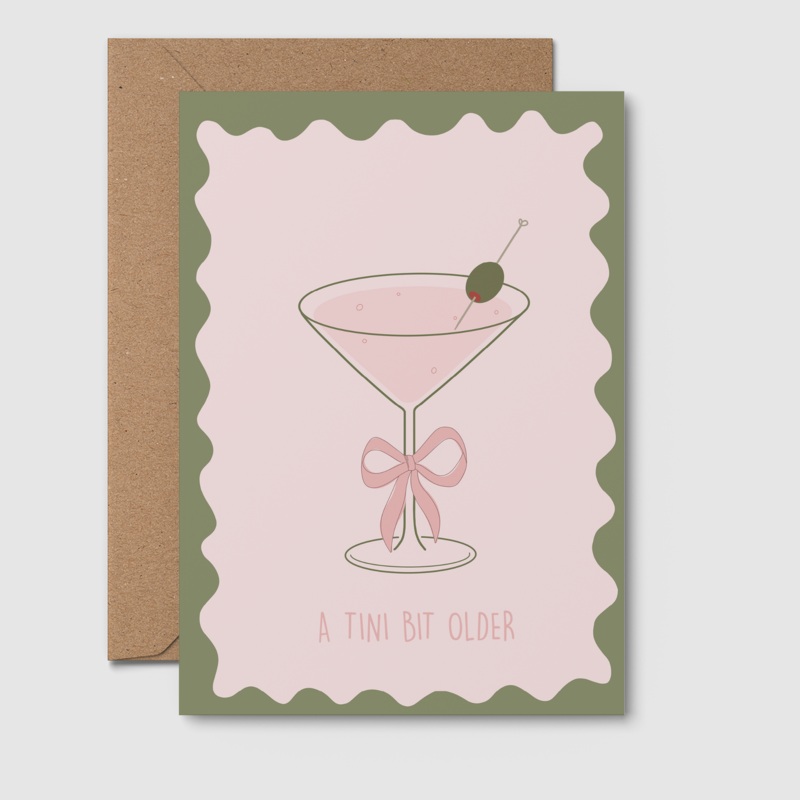 Greeting Card A Tini Bit Older Wavy Green