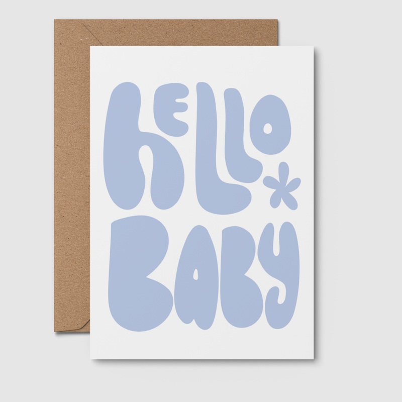Greeting Card Hello Baby Blue