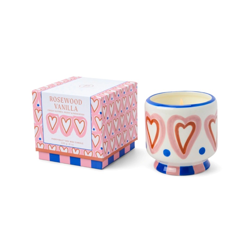 Adopo Hearts Ceramic Candle – Rosewood Vanilla