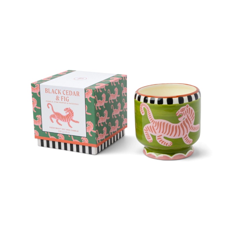 Adopo Tiger Ceramic Candle – Black Cedar Fig