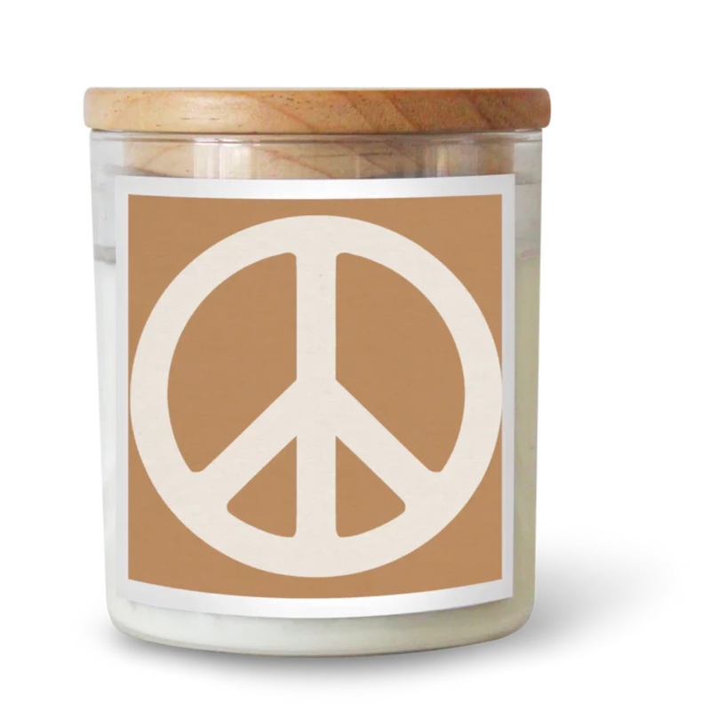 Peace Sign Candle – Tan