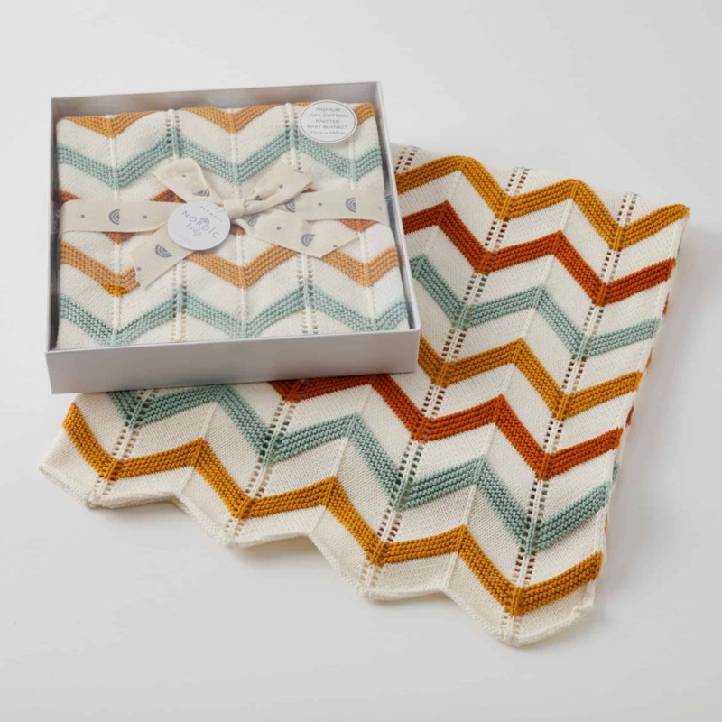 Brick Zig Zag Knit Blanket