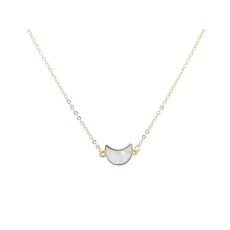 18K Gold Filled Mother of Pearl Moon Pendant