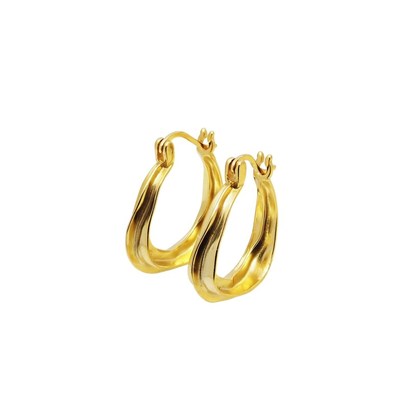 18k Gold Vermeil Pear Shape Hoop Earrings