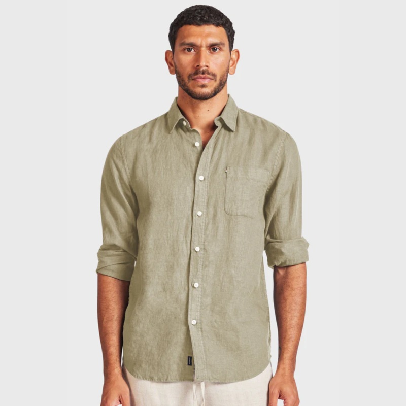 Desert Sage Men’s Hampton Long Sleeve Linen Shirt