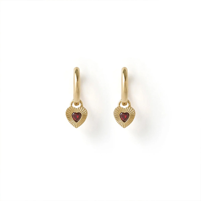 Ruby Heart Earrings – Red