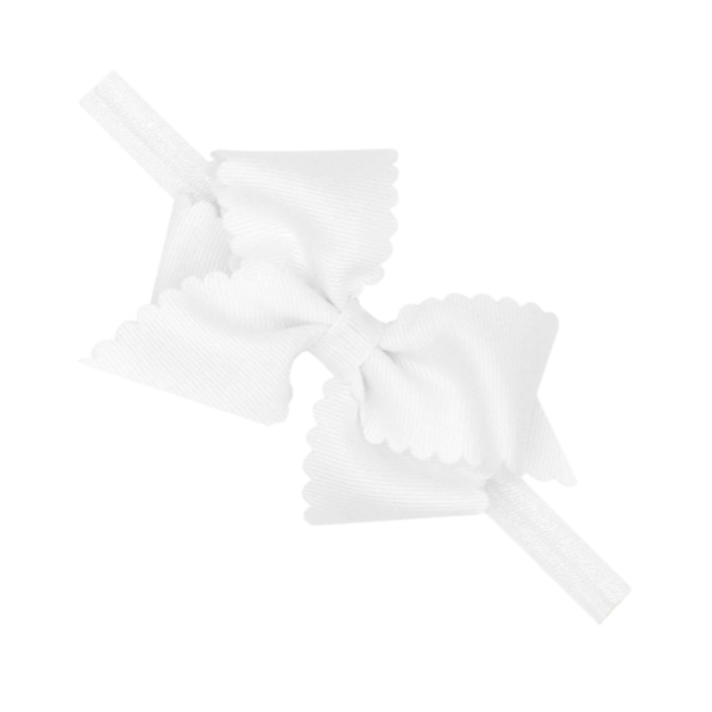 Extra Small Scallop Baby Headband, White