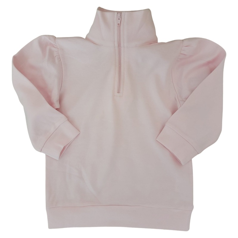 Girl’s Long Sleeve 1/4 Zip Lt. Pink Knit Top