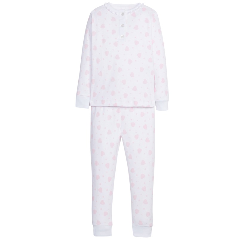 Girl’s Pink Hearts Ruffled Printed Jammies
