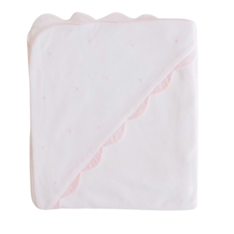 Hooded Towel, Pink Dots & Scallop