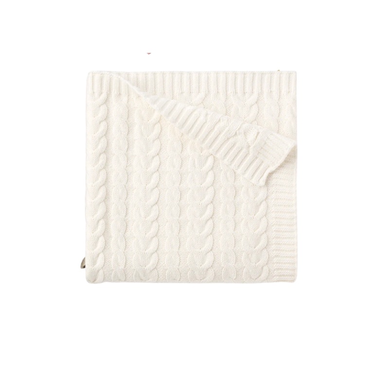 Whisper White Cable Knit Blanket